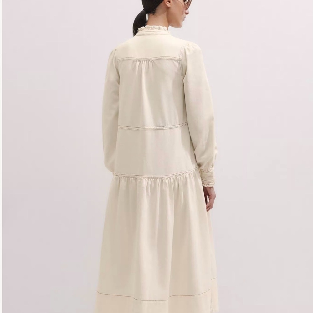ME + EM Washed Cream Denim Midi Dress - Picture 2 of 6